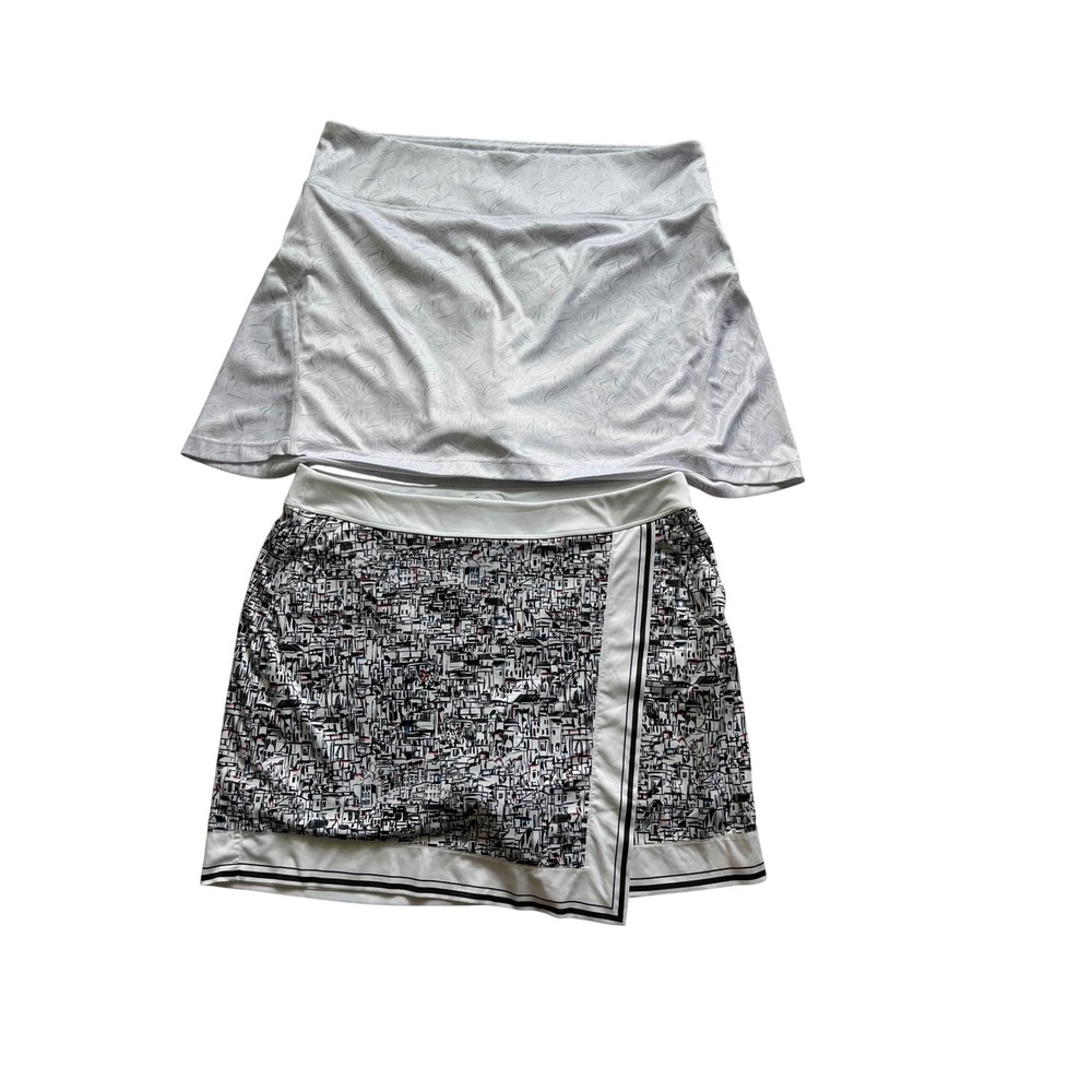 Greg Norman Collection White and Black Printed golf Skort